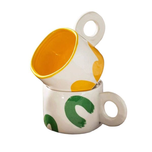 250ML Ins Style Retro Tulip Ceramic Coffee Cup, Set of 2
