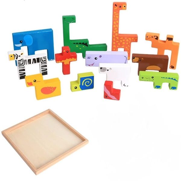 14 Pieces Of Creative Animal Jigsaw Puzzle Toy- Multi-Color