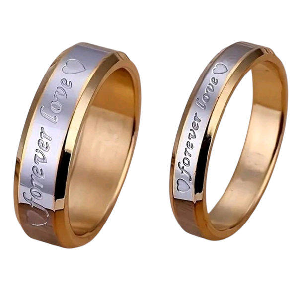 AurexBond Gold-Tone Stainless Steel Couple Rings