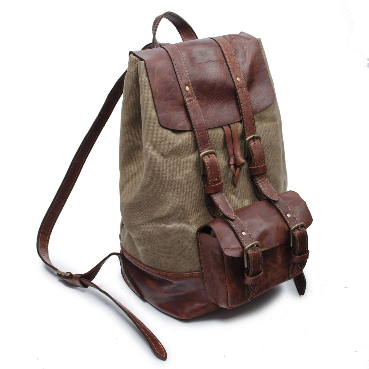 Genuine Leather and Heavy Waxed Cotton Canvas Backpack Shop Today
