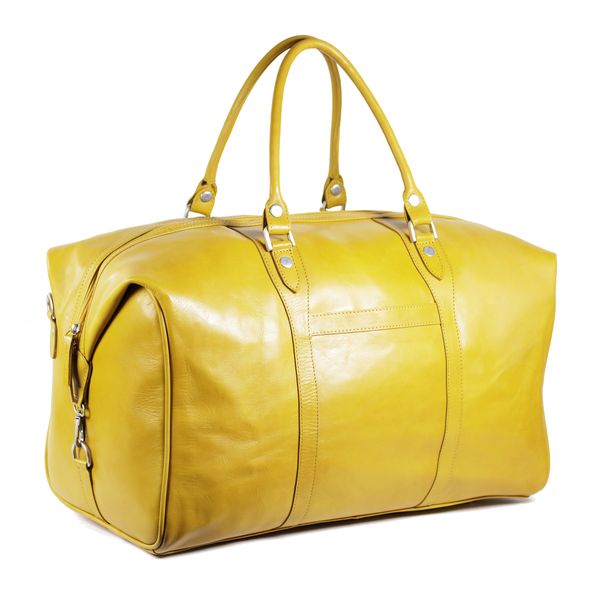 Nuvo - (Nouveau) Genuine Leather Plymouth Travel Duffle Bag Yellow