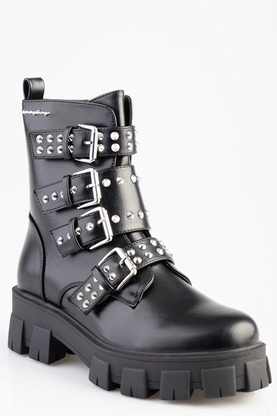 Sissy Boy Multi Buckled Boot With Studs, Zip Detail and Chunky Outsole
