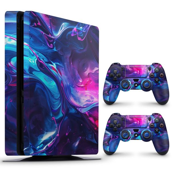 Decal Skin Compatible with PS4 Slim - Abundant Fluid Art (Decal Only)