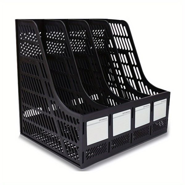 Desktop Magazine Holder Desk File Organizer 4 Compartments Vertical File