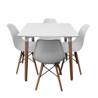 Square Table with 4 Chairs - White