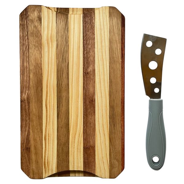 Wooden Cheese Board &amp; Cheese Knife - 17cm x 28cm x 2cm