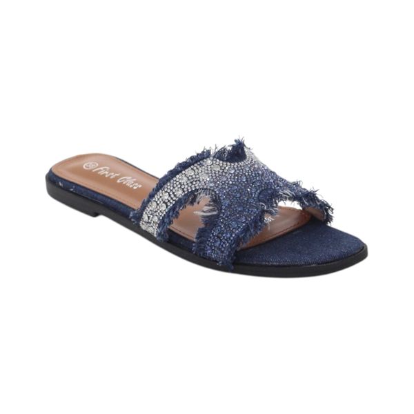 Milana one band first class denim mat flat sandal denim blue