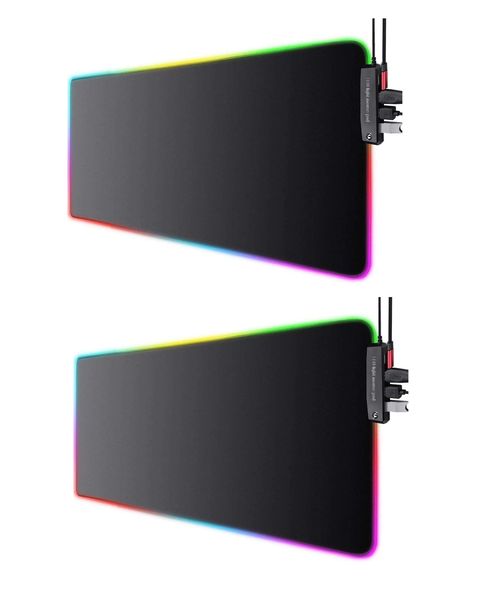 2 Pack RGB Gaming Mouse Pad with 4 USB ports