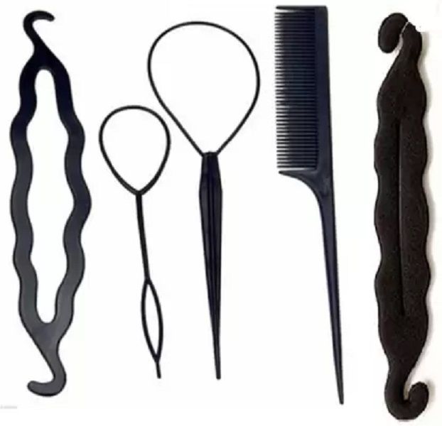 Set Of 5 DIY Hair Styling Accessories With Ponytail Maker Clip