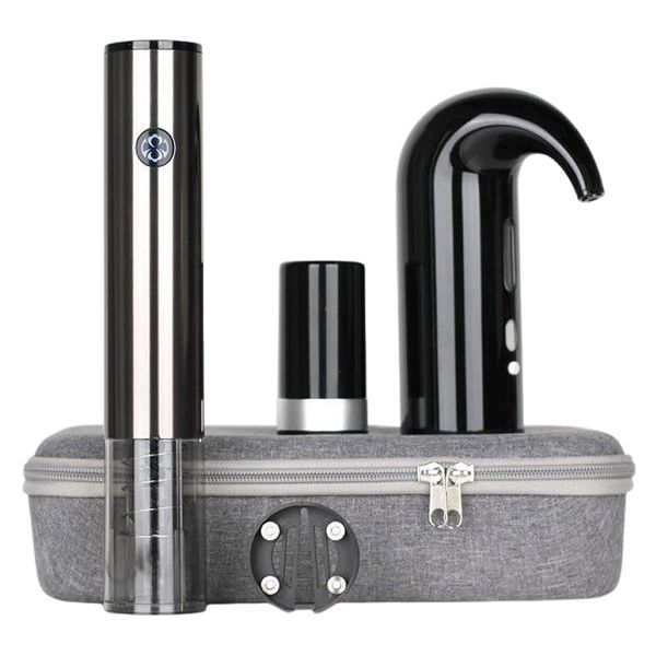 Modern Wine Opener Gift Set With Auto Decanter, Aerator &amp; Stopper XF0338