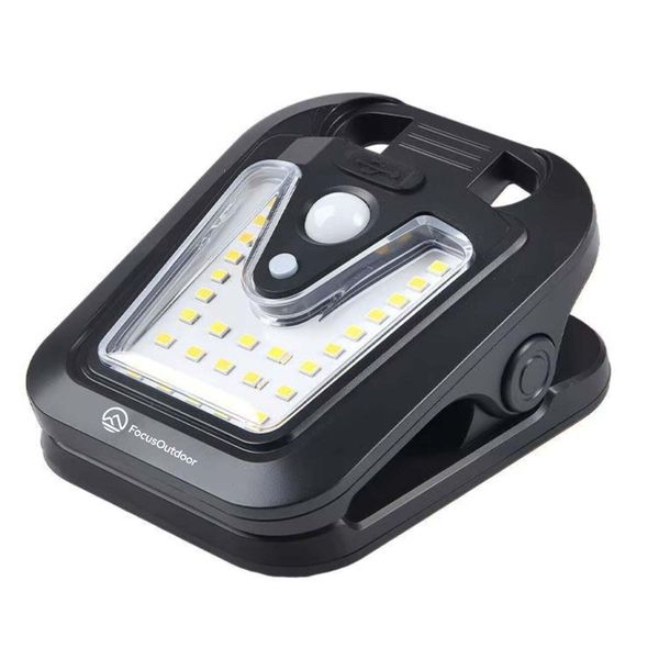FocusOutdoor 100 Lumen Solar Rechargeable Motion Sensor Camping Clip Light