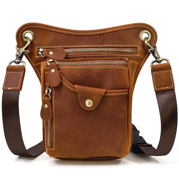 Men's Leather Belt Pouch - Crazy Horse Leather Waist Bag for Everyday Carry