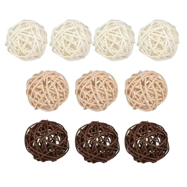 Decor Handmade Natural Wood Wicker Balls Set of 10 - 6cm