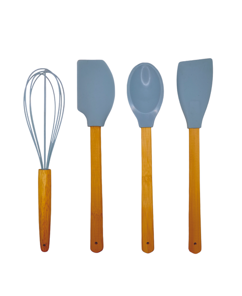 Xclusiv Silicone Kitchen Utensil Gift Set with Wooden Handles - Set of 4