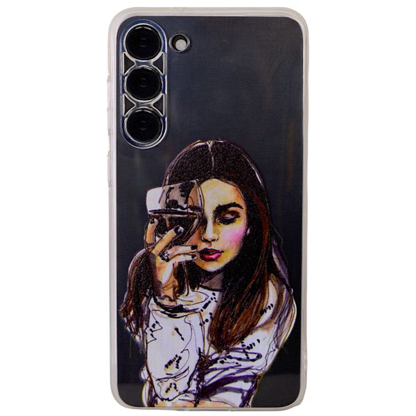 Clear Phone Case with Animated Female compatible with Samsung S23+