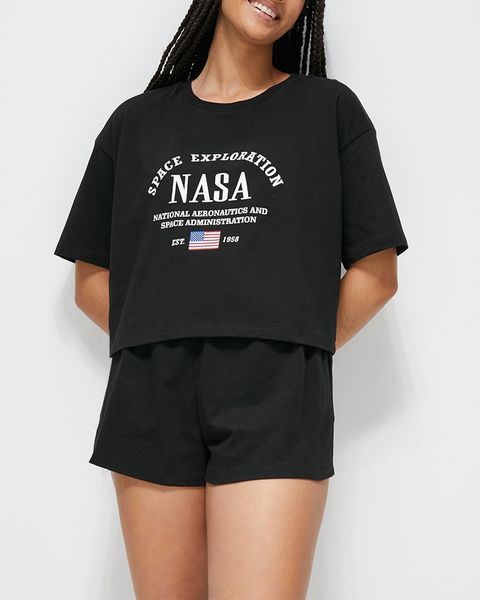 Women's Blake Oversized Sleep Tee/ Short Set - Black
