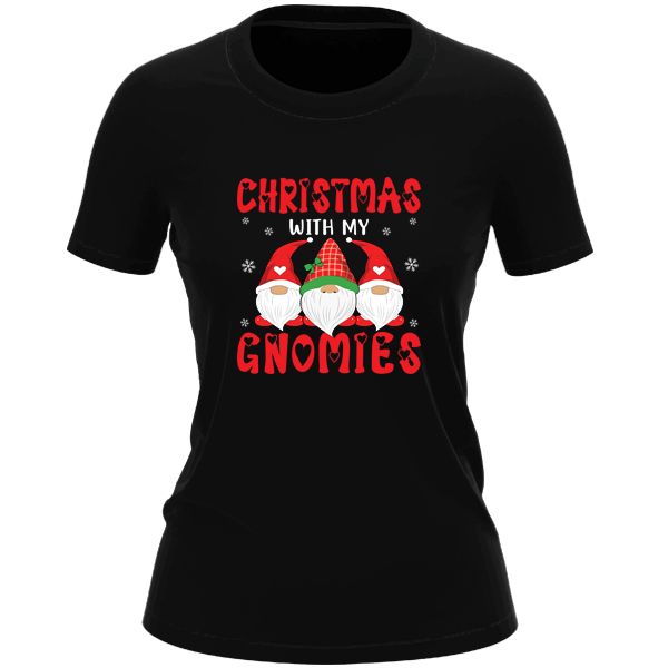 T-Shirt Printed Christmas Funny Sayings- Christmas with my gnomes ...