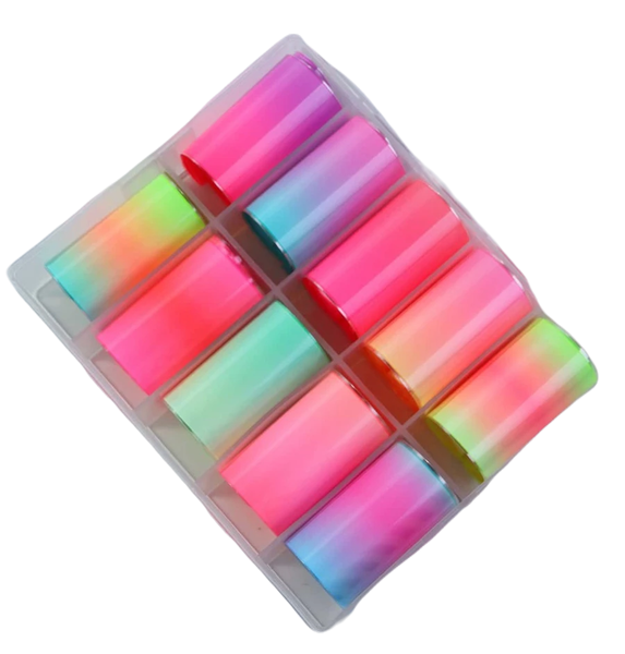 10 Rolls Ombre Nail Art Sticker &amp; 1 Piece Storage Box