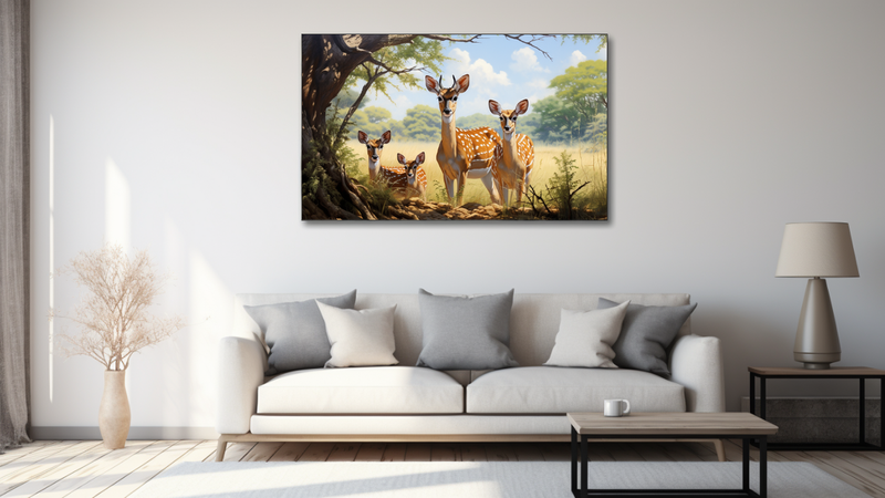 Canvas Wall Art - Impala Family Under Acasia Canopy - MT0394
