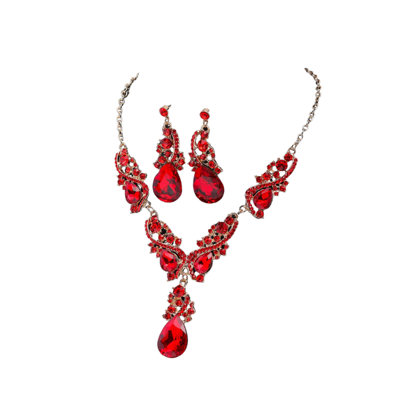 Luxurious Water Drop Necklace and Earrings Sets-Purple