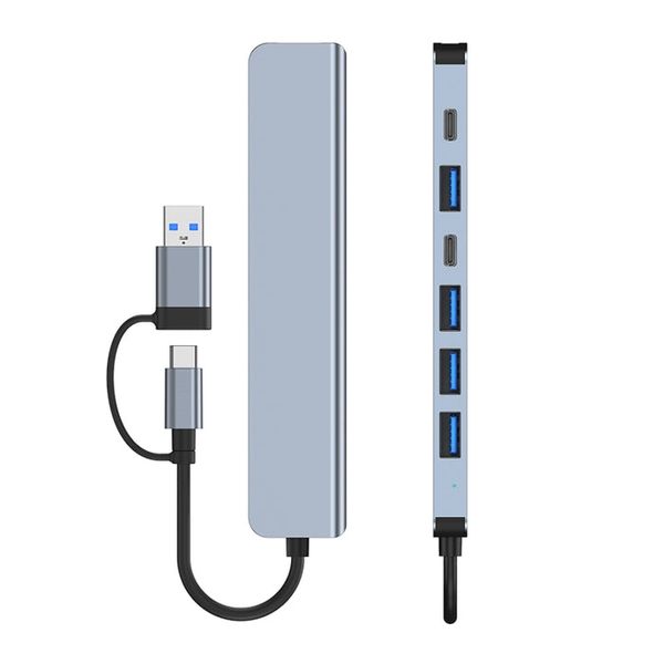 ZZT 7in1 Adapter USB3.0 &amp; Type C to USB3.0 x1 ,USB2.0x4 USB-Cx2
