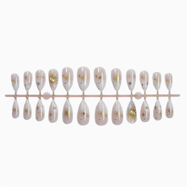 Reusable Handmade Gel Press-On Nails - Almond- Starlight Sparkle