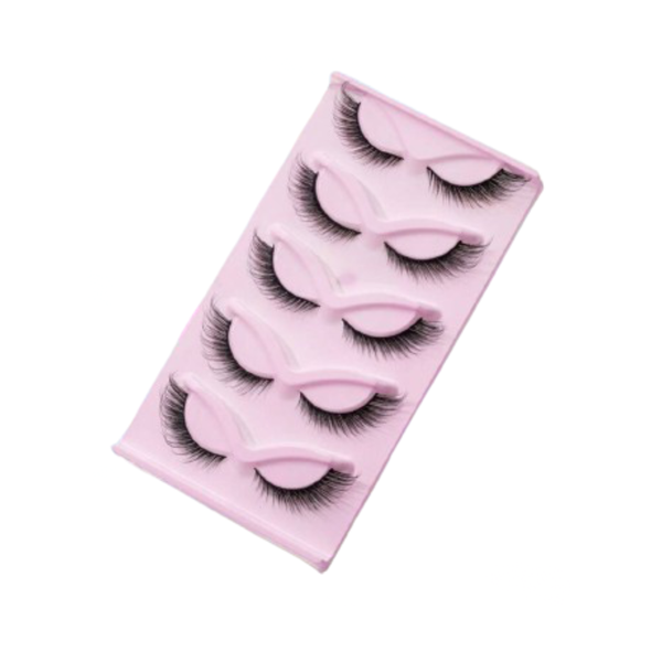 5 Pairs 3D Faux Mink Slender Long Curly Fox Eye Strip False Eyelashes 16mm