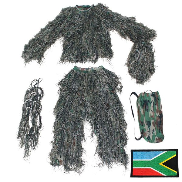 6 in 1 Camouflage Hunting Ghillie Suit With SA flag Velcro Patch