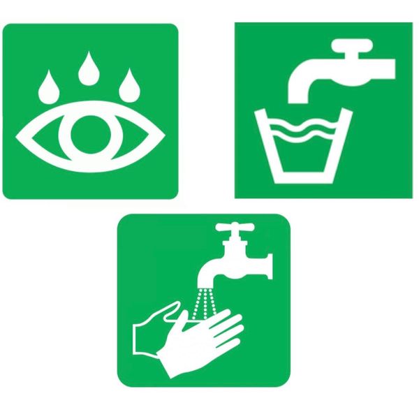 Safety Signs - 3 Piece - Eyewash,Drinking Water,Hand Wash 19cm x 19cm