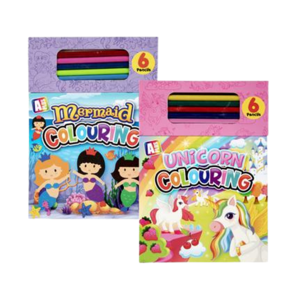 Book colouring pad girls w/pencils asstd-2 Pack