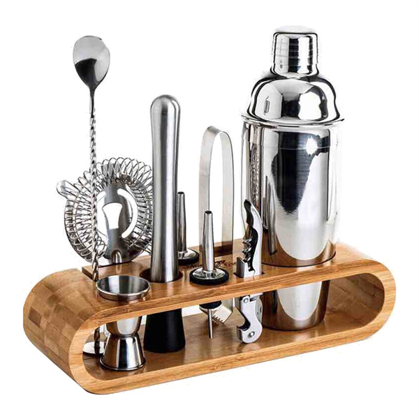 Bartender Shaker Bamboo Bar For Mixing Drinks Home Lounge And Party