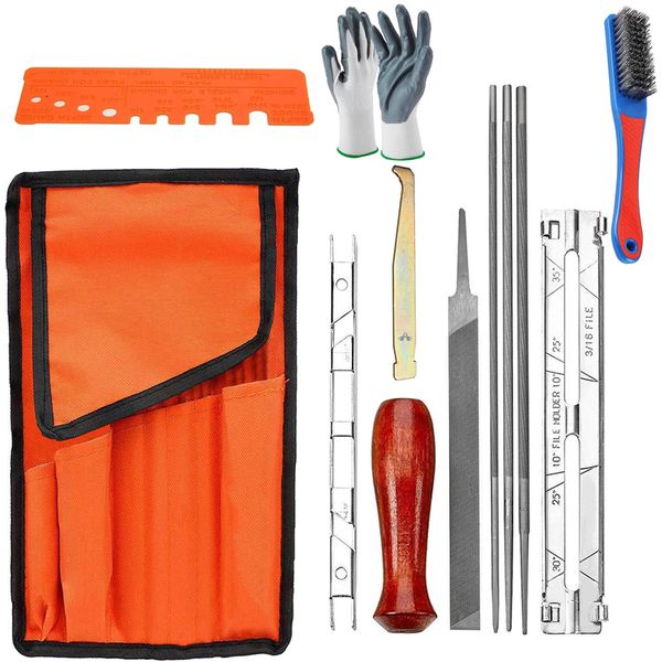 12 Pieces/Set Professional Household Chainsaw Chain Sharpening Kit with Bag