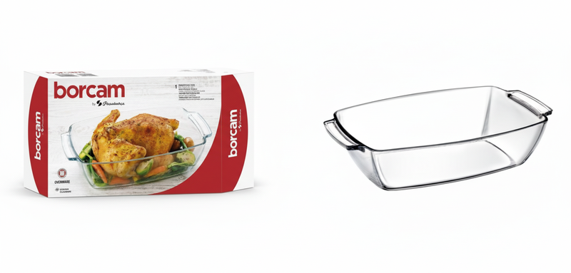 Borcam Glass Rectangular Roaster / Casserole Dish - 380 × 233 mm