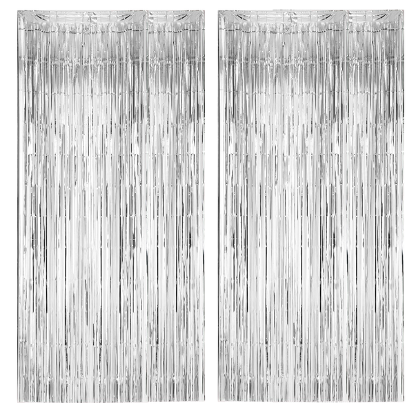 2 Pack Premium Foil Fringe Curtain Backdrop Tinsel Party Decoration -1x2m