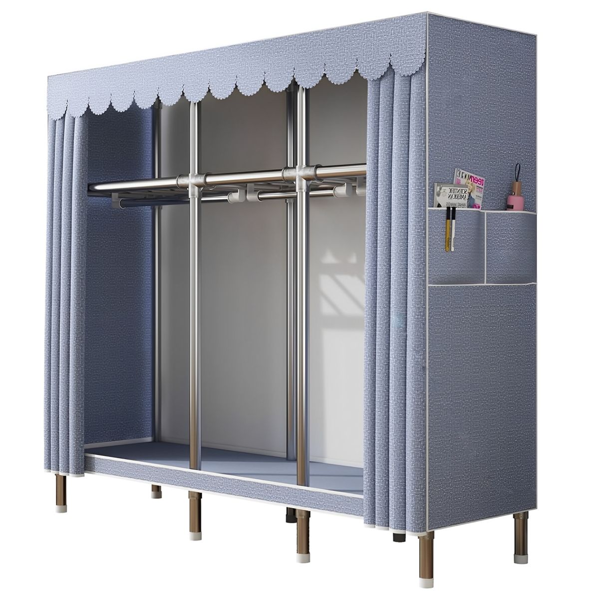 Portable Wardrobe Closet Storage Organizer for Bedroom Steel Hanging Rack