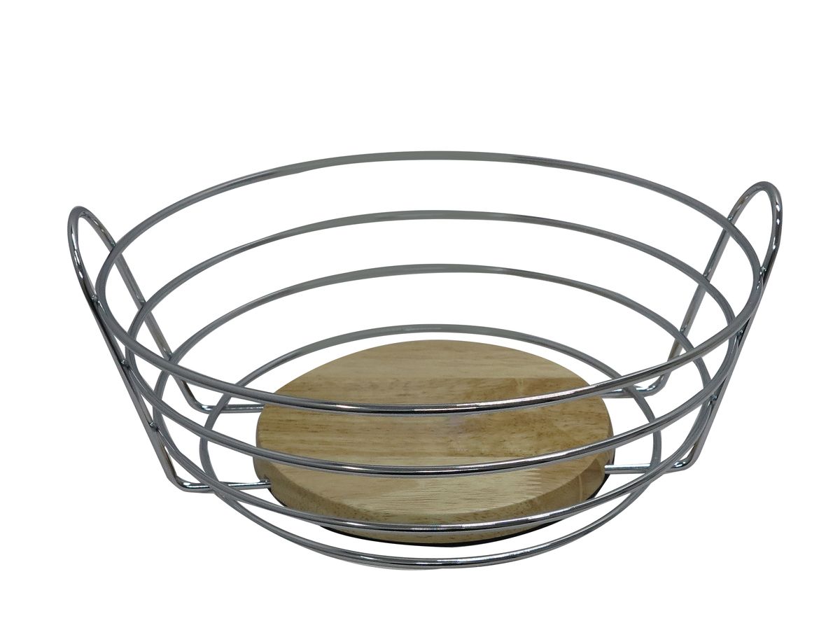 Stainless Steel Loop Handle Wireframe Decorative Fruit Bowl - 28x13cm ...