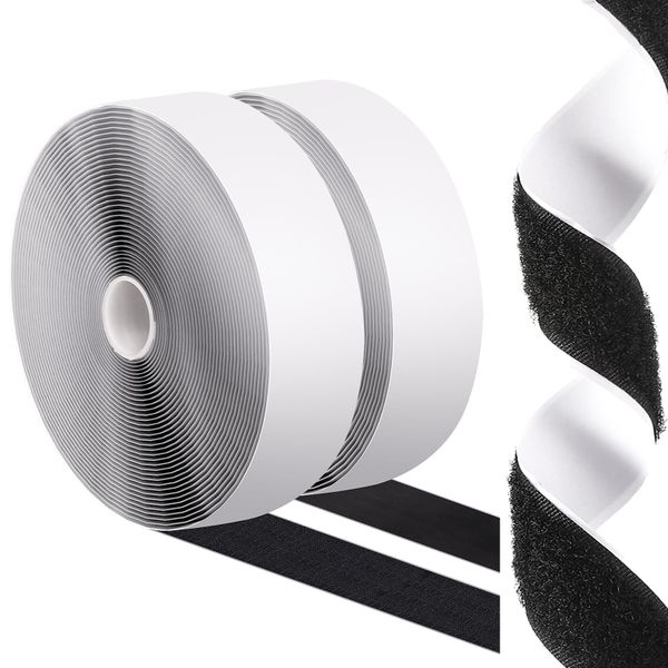 2-Pack 10m x 2cm Self Adhesive Hook &amp; Loop Tape -1 Hook and 1 Loop Roll