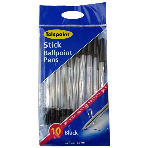 Writing Stick Ball Point Pens - Blue Pens Pack of 10