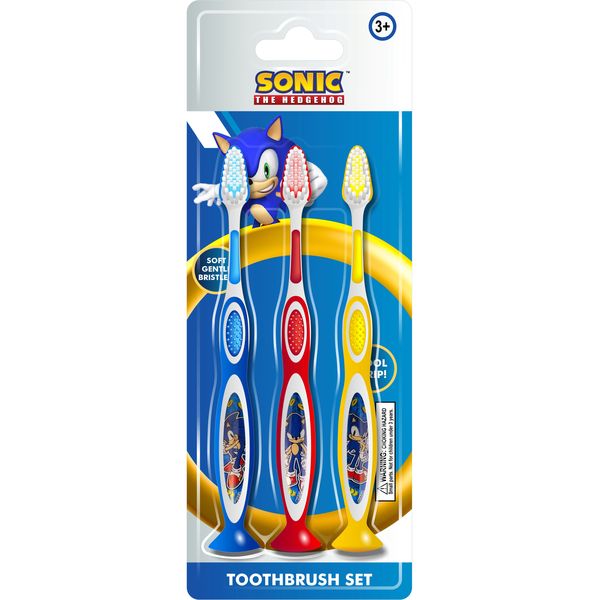 SONIC THE HEDGEHOG By Sega Official Licensed 3-Pack Kids Toothbrushes