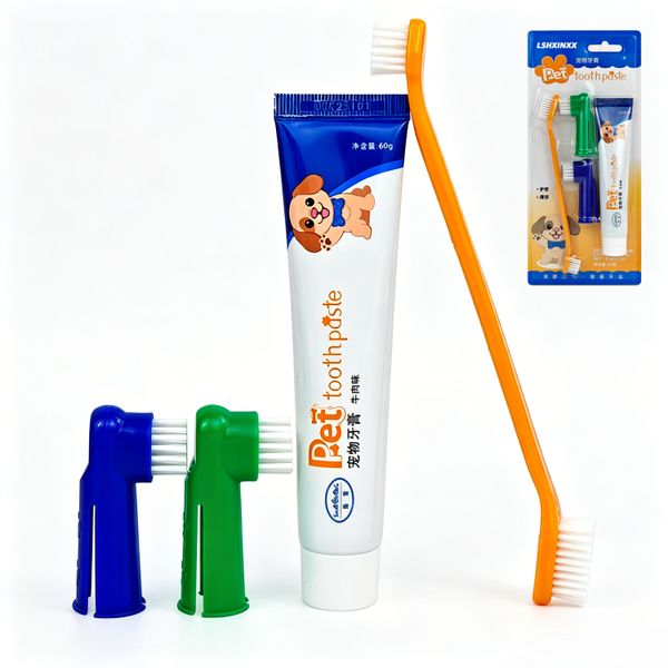 Dog Toothbrush and Toothpaste Kits Beef Dogs Toothpaste(60g)