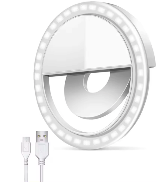 Mini LED Clip on Selfie Ring Light and Makeup Light - Rechargeable