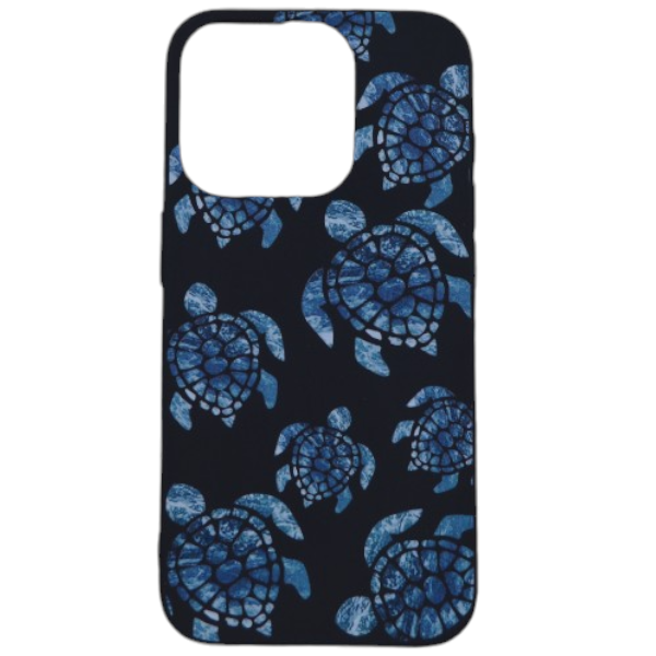 High Quality Blue Turtle Design Phone Case For iPhone 13 Pro - Black/Blue