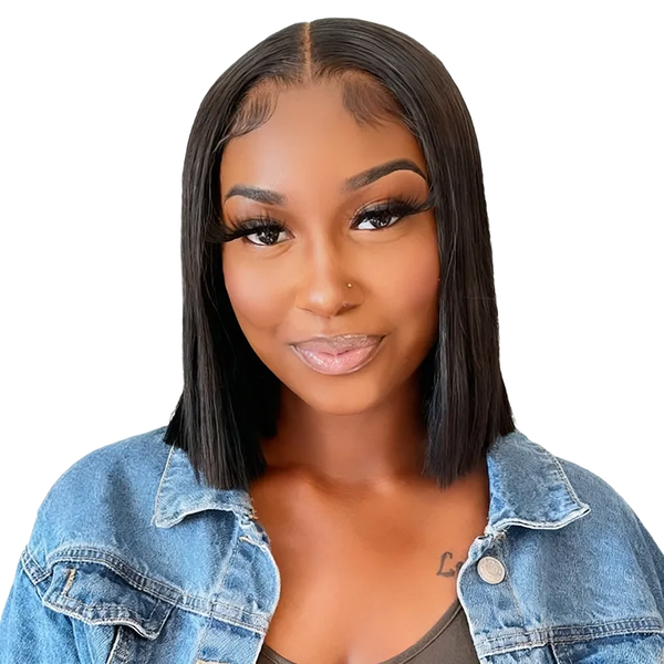 Brseilienne 12inch Double Drawn Straight Full Frontal Glueless Wig