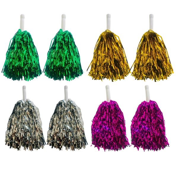 Metallic Foil Cheerleading Pom Poms - Set of 4