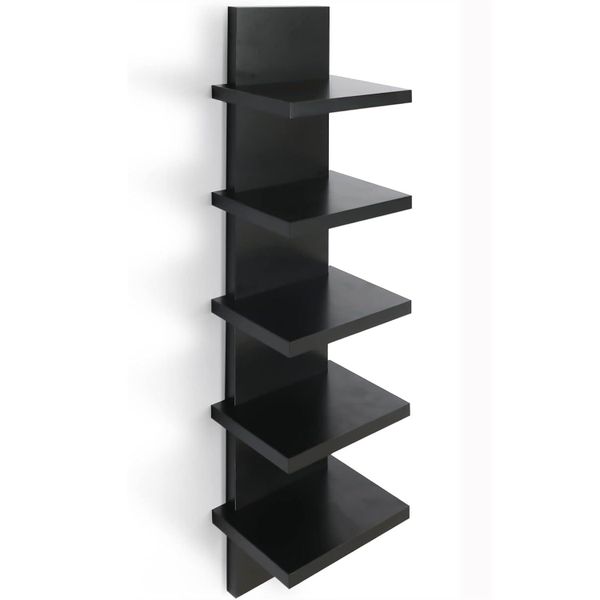 Jack Brown 5 Tier Shelve, Vertical Column Wall Decor Mount Floating Shelves