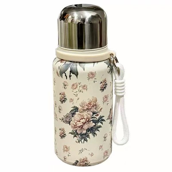 600ml Vintage Peony Thermal Cup - 316 Stainless Steel Portable Water