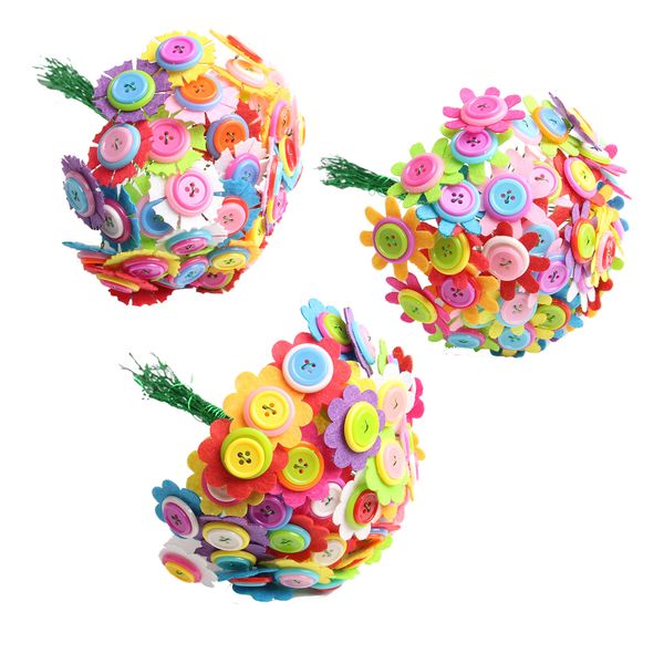 Craft DIY Project Button Felt Flowers Set of 3 - 32cm