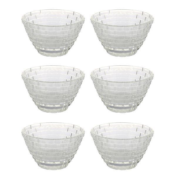 DAISY DIAMOND - Modern Glass Dessert &amp; Snack Bowl Set (Pack of 6)