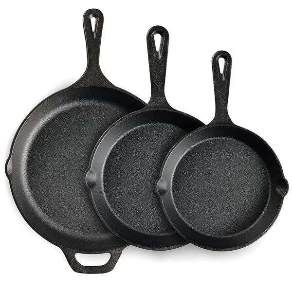 Professional Restaurant Chef Quality Pre-Seasoned Skillet Set