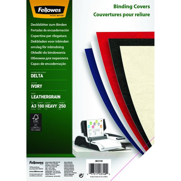 Fellowes Leatherboard Ivory 250gsm (Size: A3) - Pack of 100
